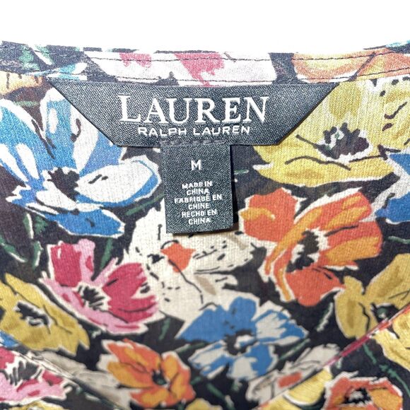 Lauren Ralph Lauren Women’s Dressy Blouse Size Medium Multicolor Floral Party - Picture 2 of 12